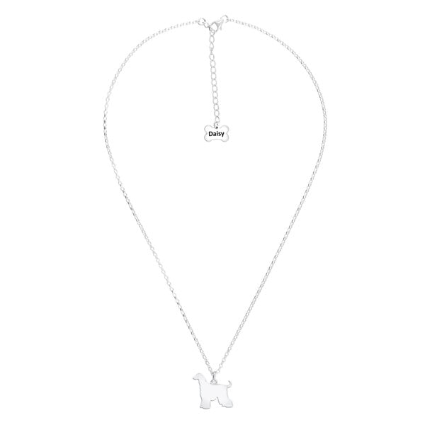 Afghan Hound Silhouette Silver Necklace - Personalised - MYLEE London