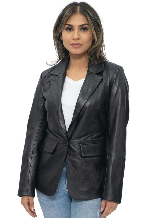 Infinity Leather Womens Soft Leather Blazer Jacket-Apeldoorn