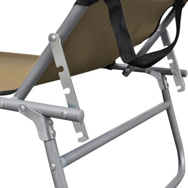 Berkfield Folding Sun Lounger with Canopy Taupe Aluminium