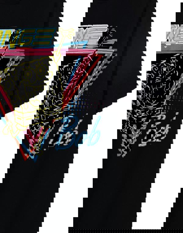 SpongeBob SquarePants Womens Black 80's Neon Short Sleeved T-Shirt