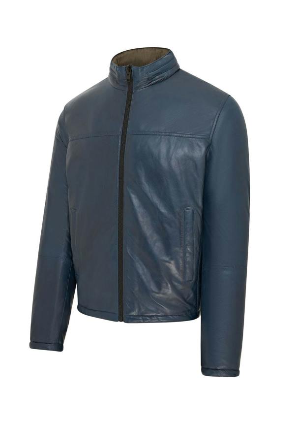 Infinity Leather Mens Hooded Reversible Bomber Leather Jacket - Raufoss