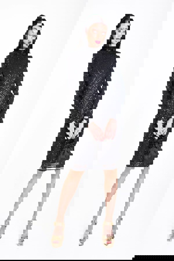 Gini London Black Sequin High Neck Bodycon Dress