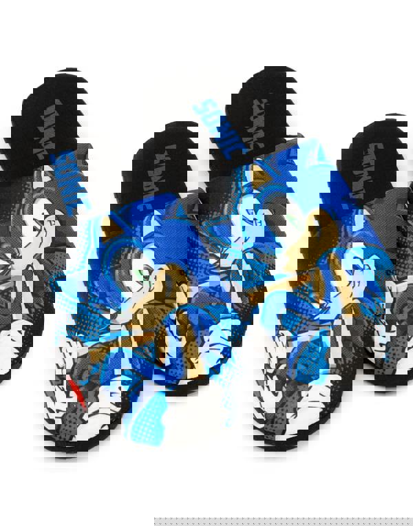 Sonic the Hedgehog Mens Black Sonic Mule Slippers