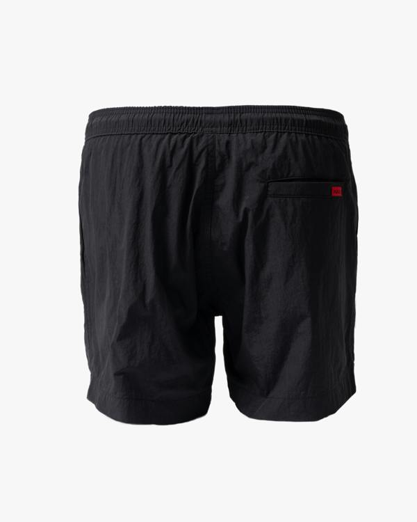 back of HUGO Dominica Mens Quick-Drying Swim Shorts In Recycled Material With Logo in Black 004