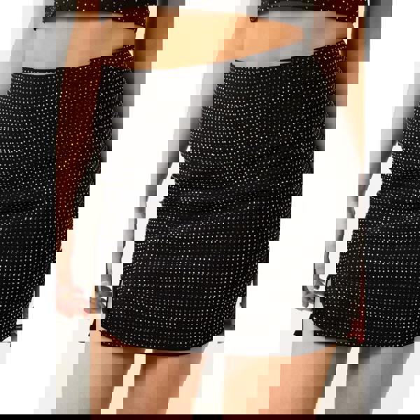 Pink Vanilla Split Front Diamante Mini Skirt