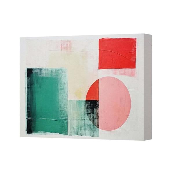 Benjamin Tate Design Abstract Geometric Canvas Wall Art Teal Green Pink Circle Modern Decor