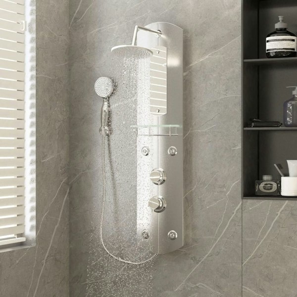 Berkfield Shower Panel Unit 25x43x110 cm Silver