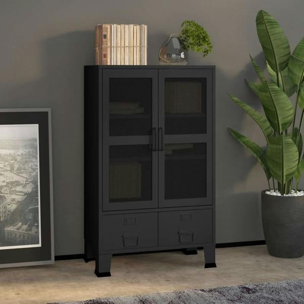 Berkfield Industrial Storage Chest Black Metal