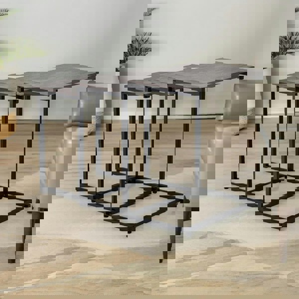 Rafaelo Mobilia Set Of 3 C-Shaped Nesting Tables Brown