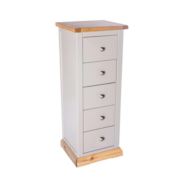 Cabinet Bits Bomporto 5 Drawer Narrow Chest of Drawers Chrome Knob