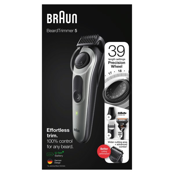 Braun Beard Trimmer 5 BT5260, Beard Trimmer For Men, Hair Clipper, For Face, Hair