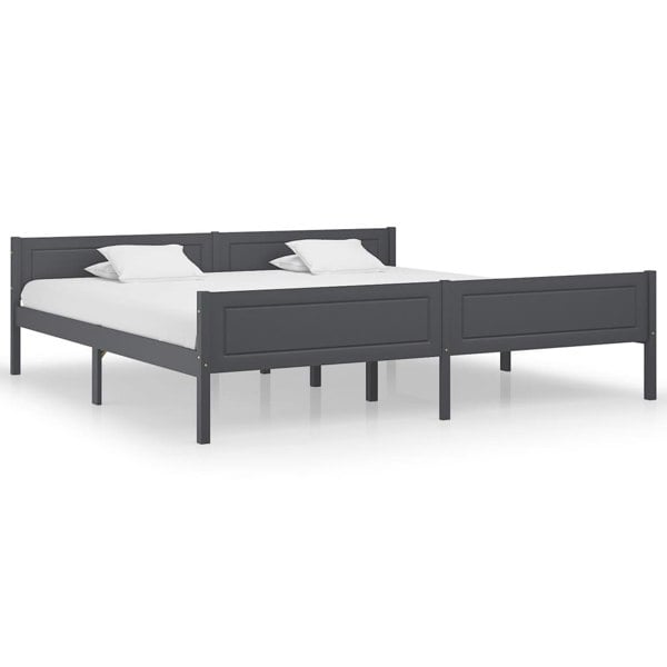 Berkfield Bed Frame Solid Pinewood Grey 200x200 cm