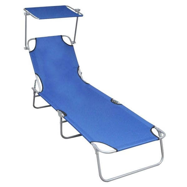 Berkfield Folding Sun Lounger with Canopy Blue Aluminium