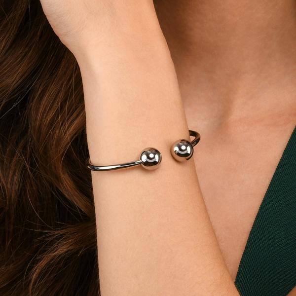 Zavana Stainless Steel Torque Bangle Cuff Bracelet for Women, Open Cuff Design