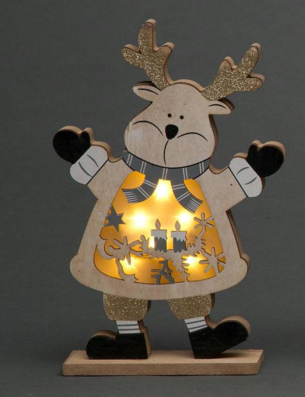 27cm Wooden LED Christmas Reindeer Table Decoration for Indoor Display and Seasonal Styling image 1