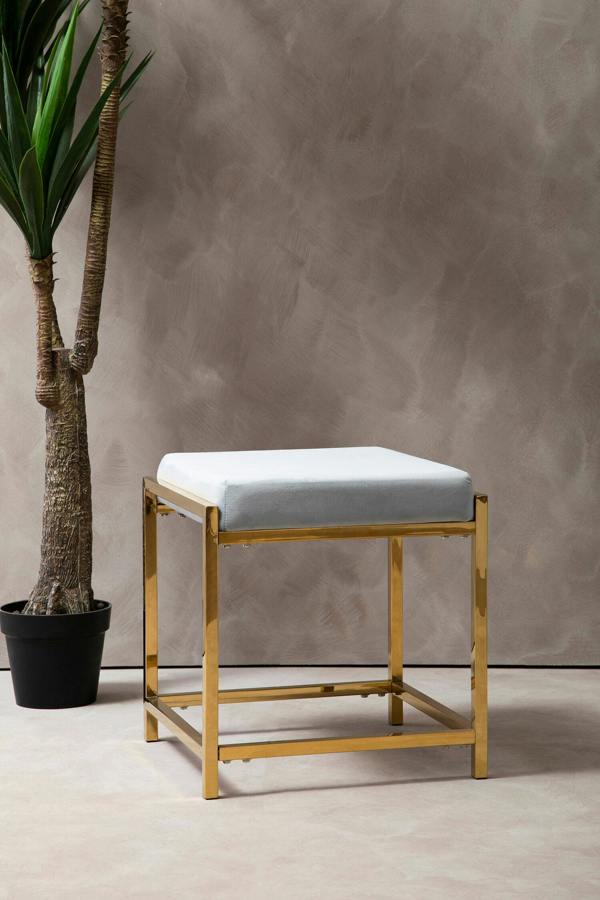 Interiors by Premier Allure Powder Blue Velvet And Gold Stool
