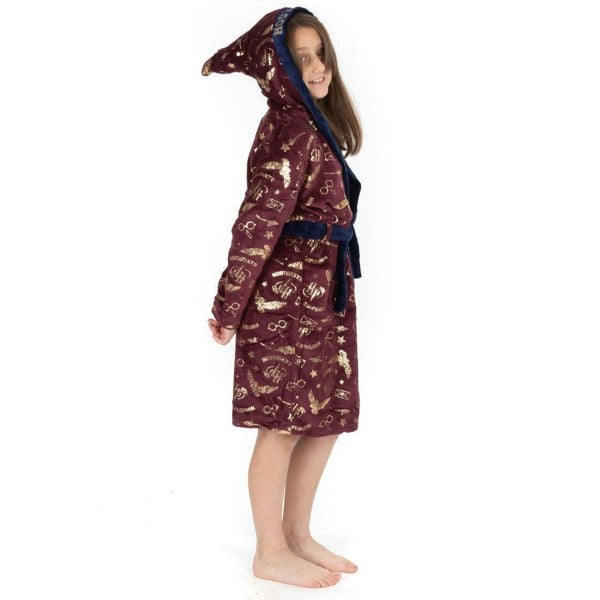 Harry Potter Childrens/Kids Dressing Gown - Navy/Maroon/Gold