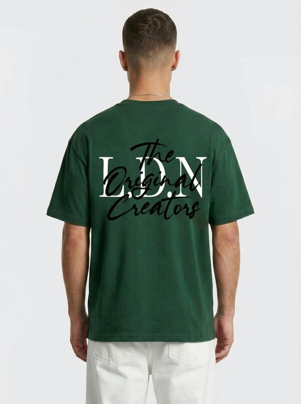 London Attitude Original Creators Oversized Heavyweight Streetwear Graphic T-Shirt - Forest green
