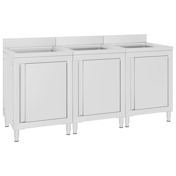 Berkfield Commercial Kitchen Sink Cabinets 3 pcs Stainless Steel