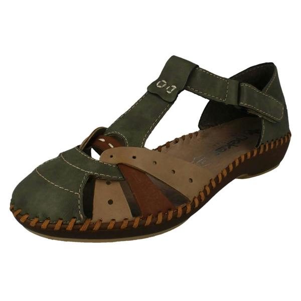 Rieker Ladies Rieker T-Bar Cut Out Detailed Antistress Shoes M1655