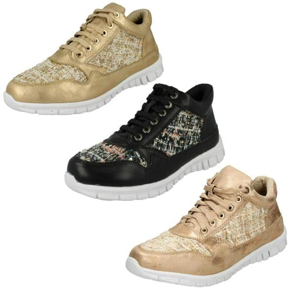 Ladies Waves Casual Lace Up Textile Trainers - F80101