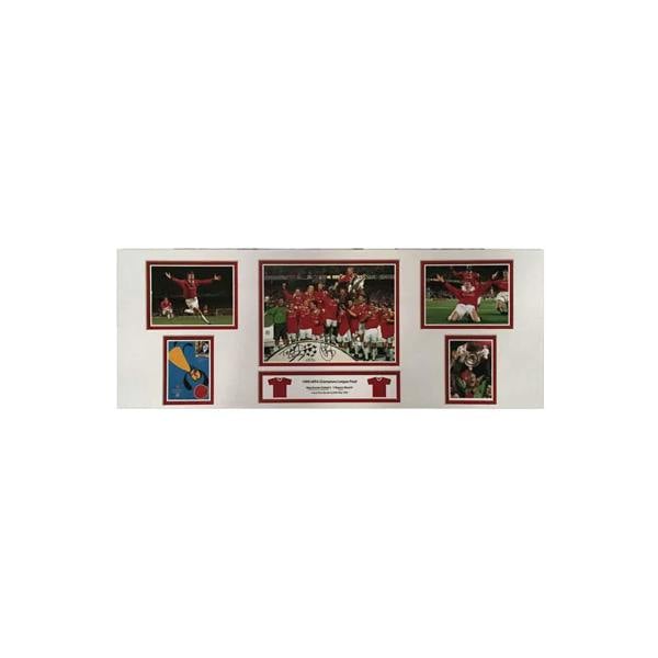 Unbranded Solskjaer & Sheringham Dual Signed 1999 Champions League Final storyboard. — Standard Framing