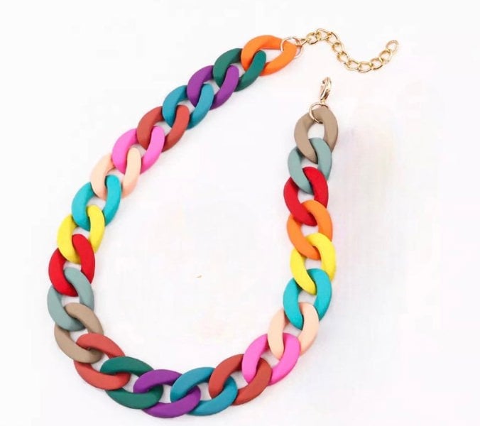 One Of A Kind Club Plain multicoloured chunky chain necklace
