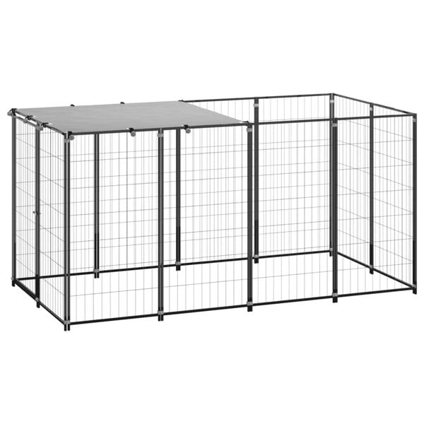 Berkfield Dog Kennel Black 2.42 m�__ Steel