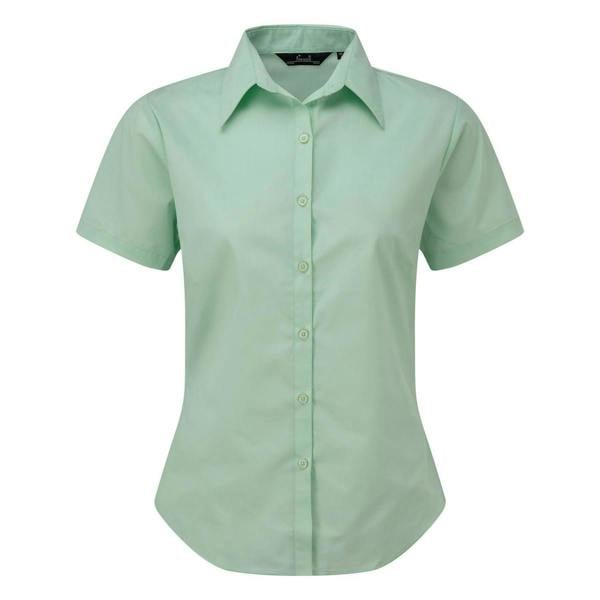 Premier Short Sleeve Poplin Blouse / Plain Work Shirt - Aqua