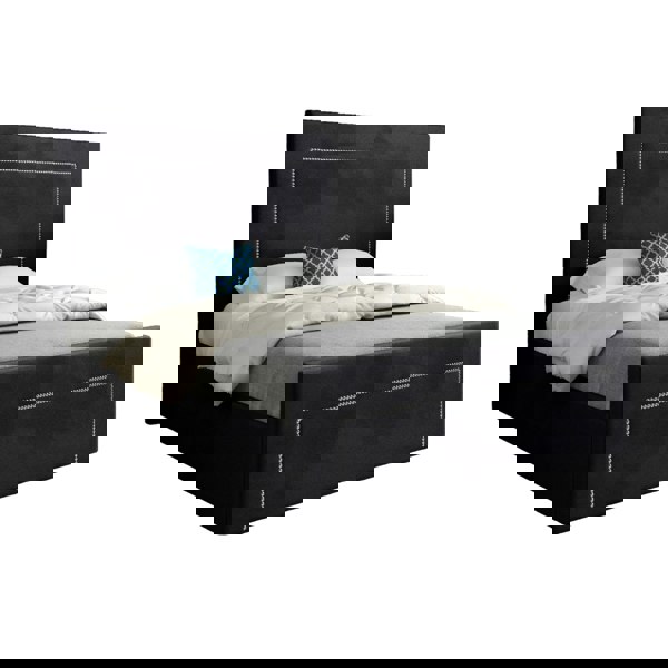 Casa Magna Lucca Upholstered Soft Velvet Bed Frame - Black