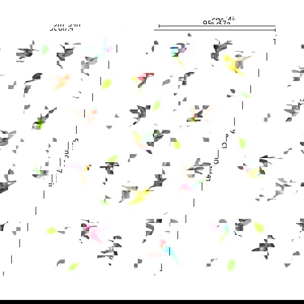 WALPLUS (WSW3002 x 2 PACKs) - Small Hummingbirds Window Clings