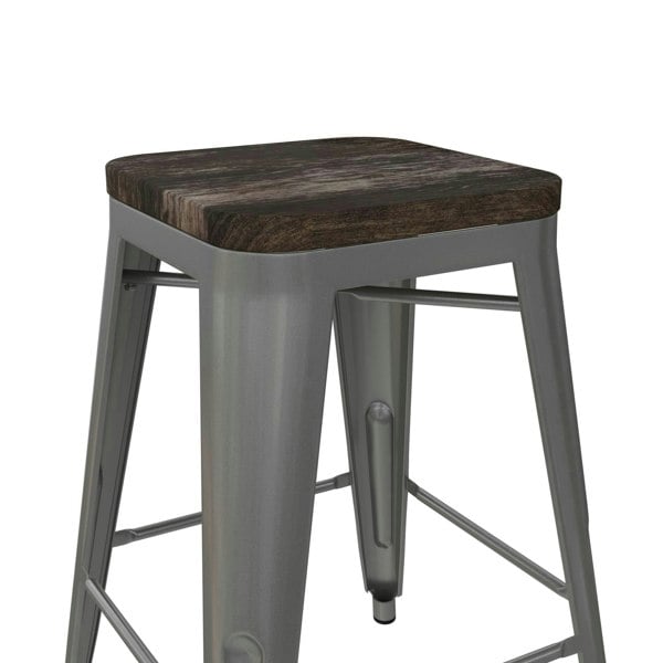 Dorel Home Luxor Counter Stool in Metal White - 2 pieces
