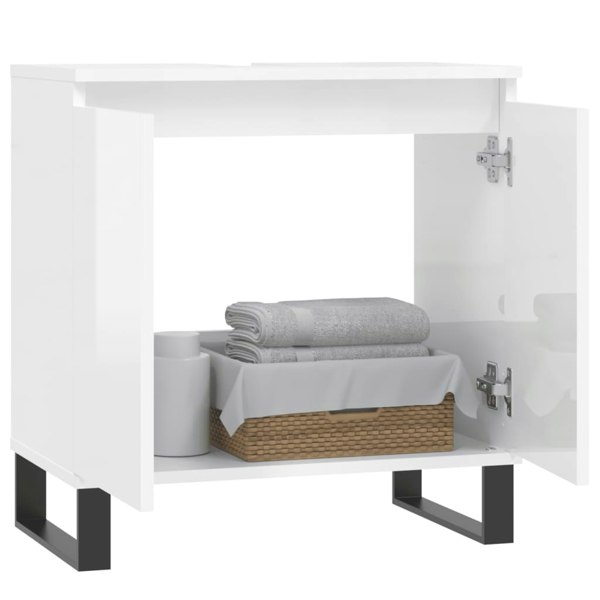Berkfield Bathroom Cabinet High Gloss White 58x33x60 cm Engineered Wood