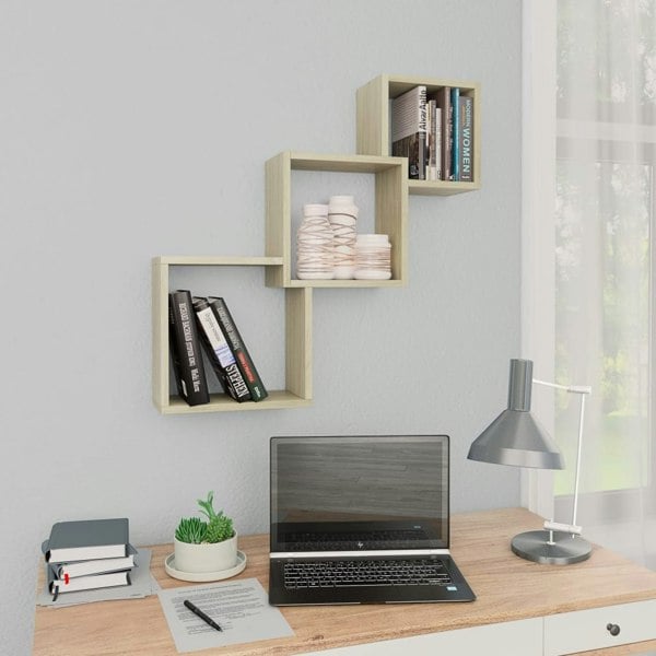 Berkfield Cube Wall Shelf Sonoma Oak 68x15x68 cm Engineered Wood