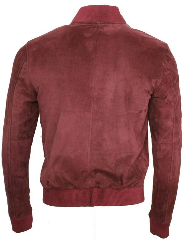 Infinity Leather Mens Varsity Soft Suede Leather Bomber Jacket