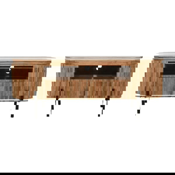 IH Design Niles Natural Solid Wood TV Cabinet With Metal Legs