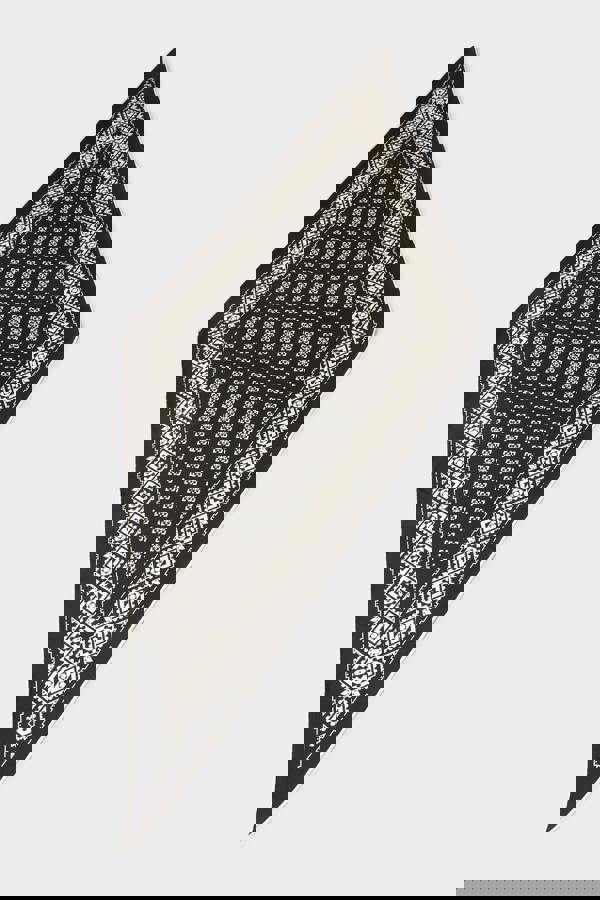 GWD Geometric Printed Diamond Black Silk Scarf