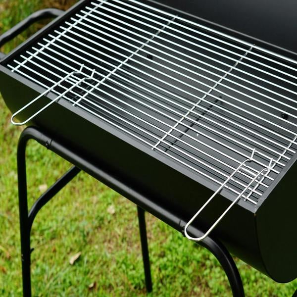 Gr8 Garden Large Oil Drum Charcoal BBQ Grill with Warming Rack and Wheels