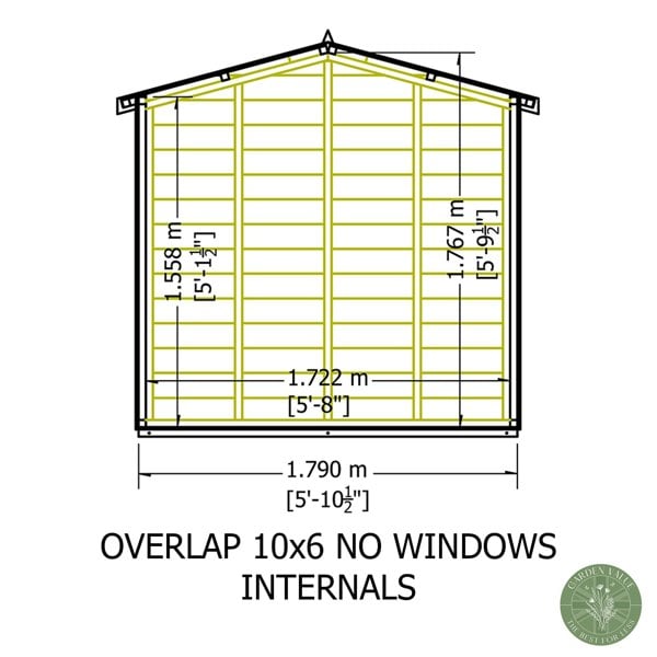 Shire Overlap Double Door No windows 10x6 Storage Shed