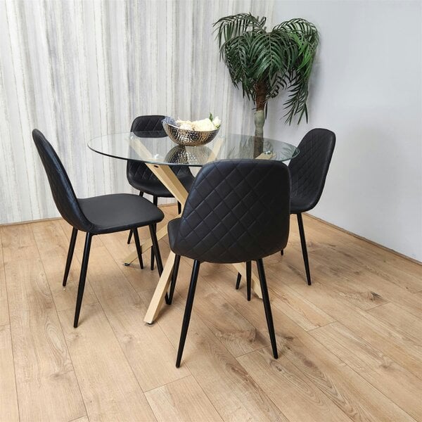 Kosy Koala Forest Round Glass Table + 4 Black gem