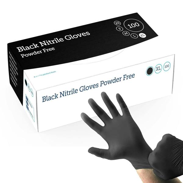 100 x Small Black Nitrile Powder Free Gloves Puncture Resistant Ideal For Medical, Tattoo, Barber Shops & Mechanical Use