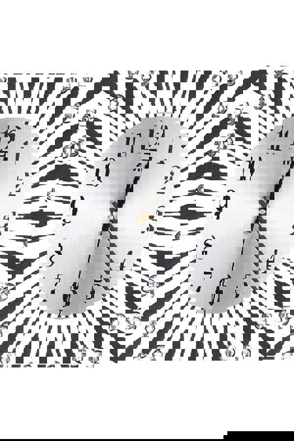 Living and Home 37.5cm Dia Drop-Shape Arabic Numeral Metal Silent Wall Clock with Crystal, Black