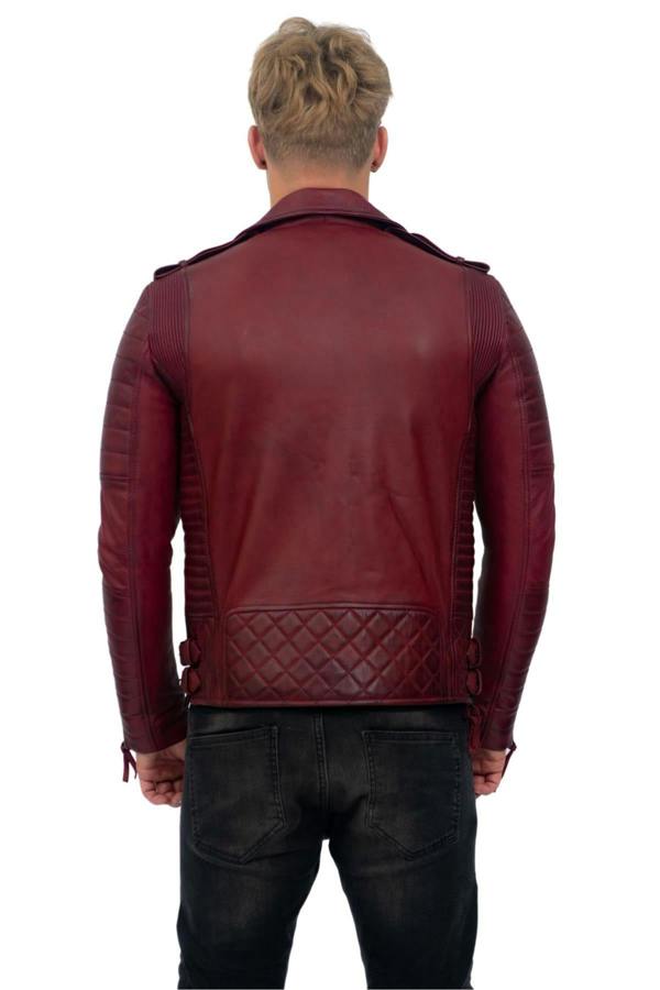Infinity Leather Mens Slim-Fit Double Zip Brando Leather Biker Jacket-Cairo