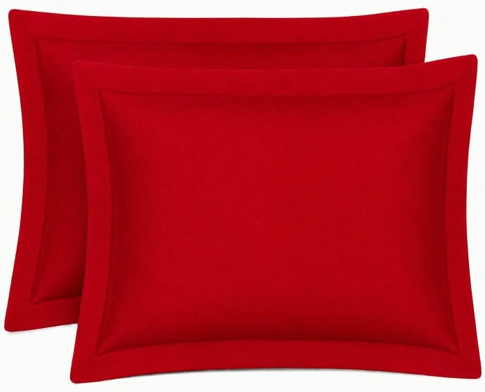 Night Zone 200 Thread Count Egyptian Cotton Pillowcases Pair – Hotel Quality Bed Linen - Red - Oxford Pillow Cases