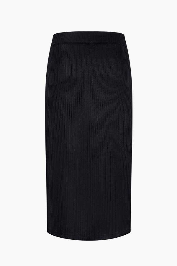 ENORSIA Crown Split Front Jersey Skirt