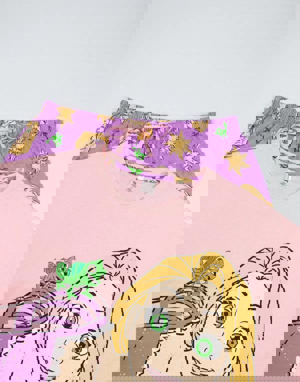 Disney Womens Pink Tangled Short Sleeve Long Leg Pyjama Set