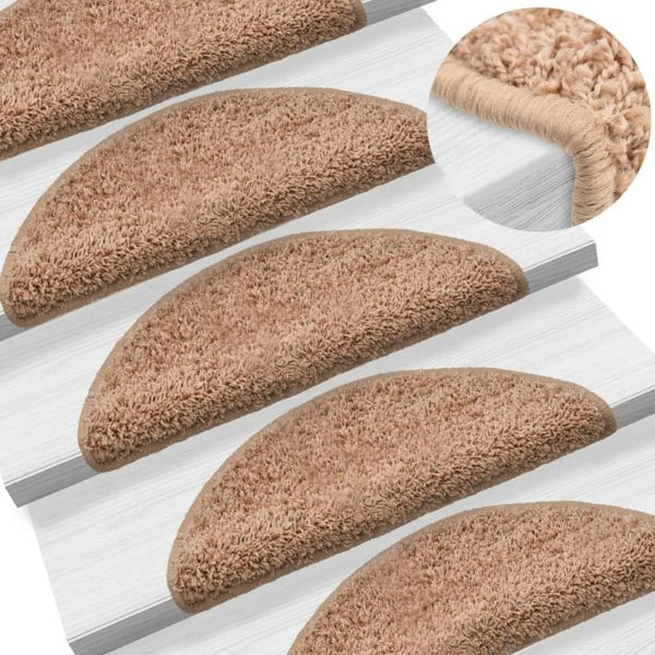 Berkfield Stair Mats 10 pcs 65x21x4 cm Beige