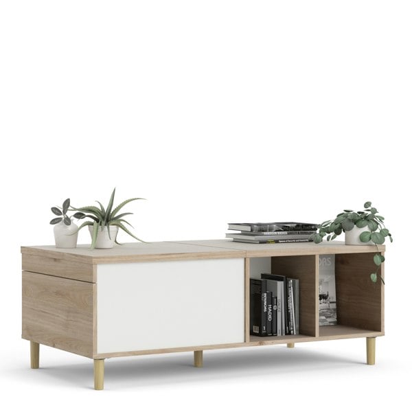 Furniture To Go Rome Coffee Table with Sliding Top in Jackson Hickory Oak and Matt White