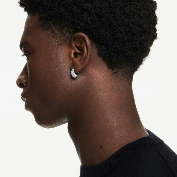 Swarovski Sublima Rhodium Plated White Zirconia Hoop Earrings 5732282