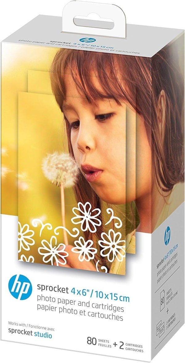 HP | 108 Sheets - HP Sprocket Studio Plus 4x6 - 2 Paper Cartridges